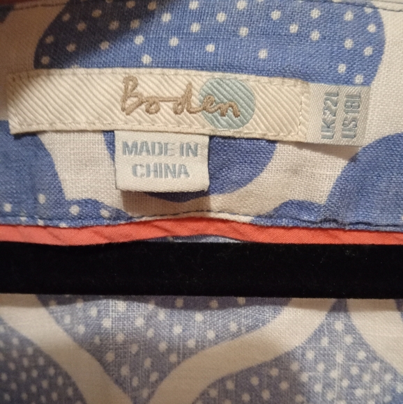 Boden 100% Linen Blue & White Midi Dress Women's Size 18L - Picture 7 of 9